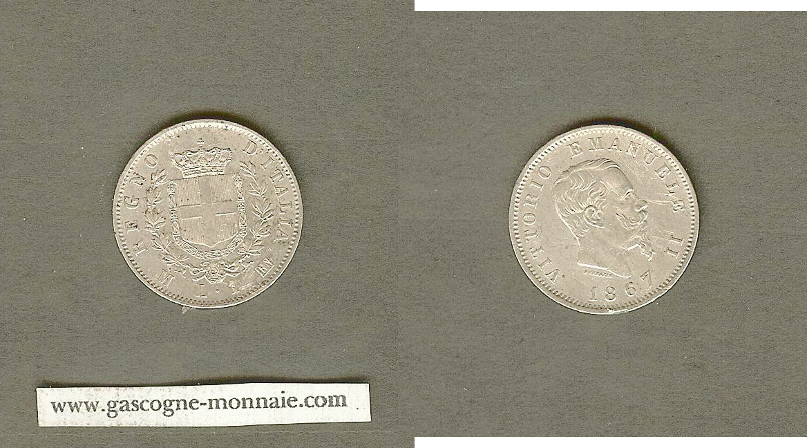 Italy 1 lira 1867 gEF/AU
